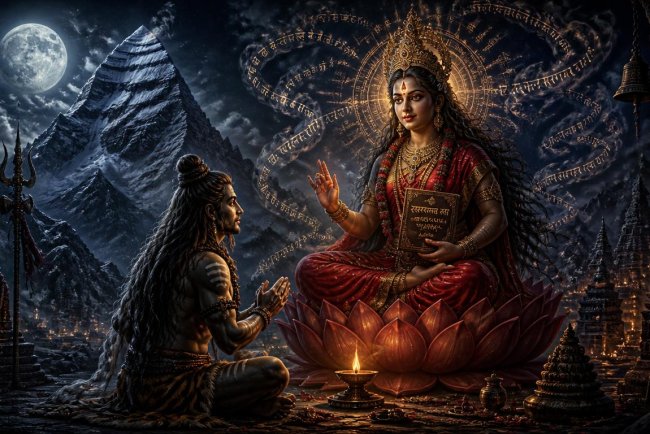 Rākiṇī Rādhikā Stavam – Divine Hymn Recited by Mother Ānanda Bhairavī Before Lord Ānanda Bhairava (Shiva)